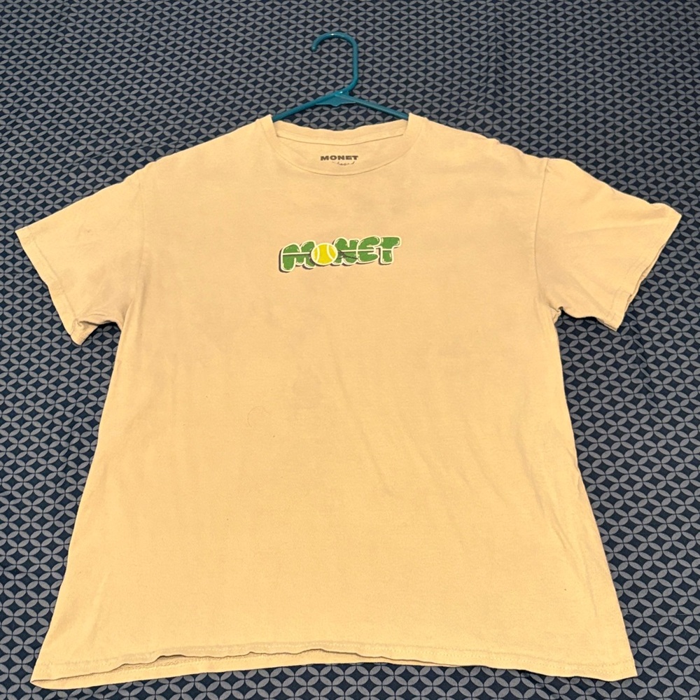 Monet Cream Tee with Green Logo